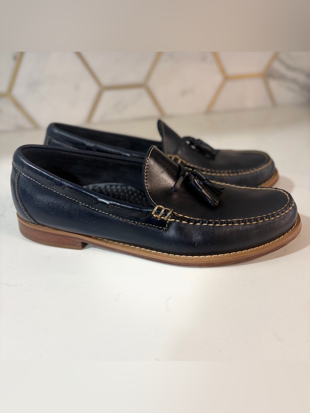 G.H. Bass Weejuns Vintage Navy Leather Tassel Loafers Men's 10.5 D Classic Prep